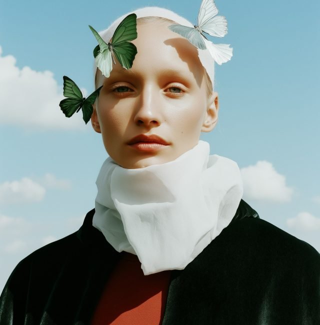 Serene Human with Butterflies Serene Human with Butterflies