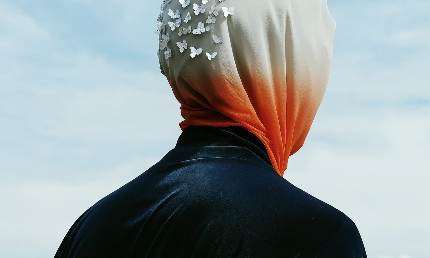 Elegant Headscarf with Butterflies
